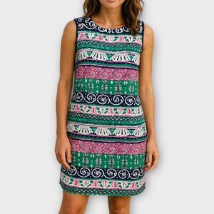 Talbots Petites Patterned Fringe Trim Sheath Dress Women’s Size 6 Petite